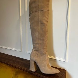 Over the Knee Tan Suede Boots